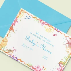 Coral Birth Announcement without Photo, Set of 50