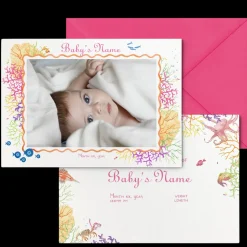 Coral Birth Announcement with Photo