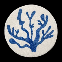 Coral Hand Beaded Placemat in Cobalt