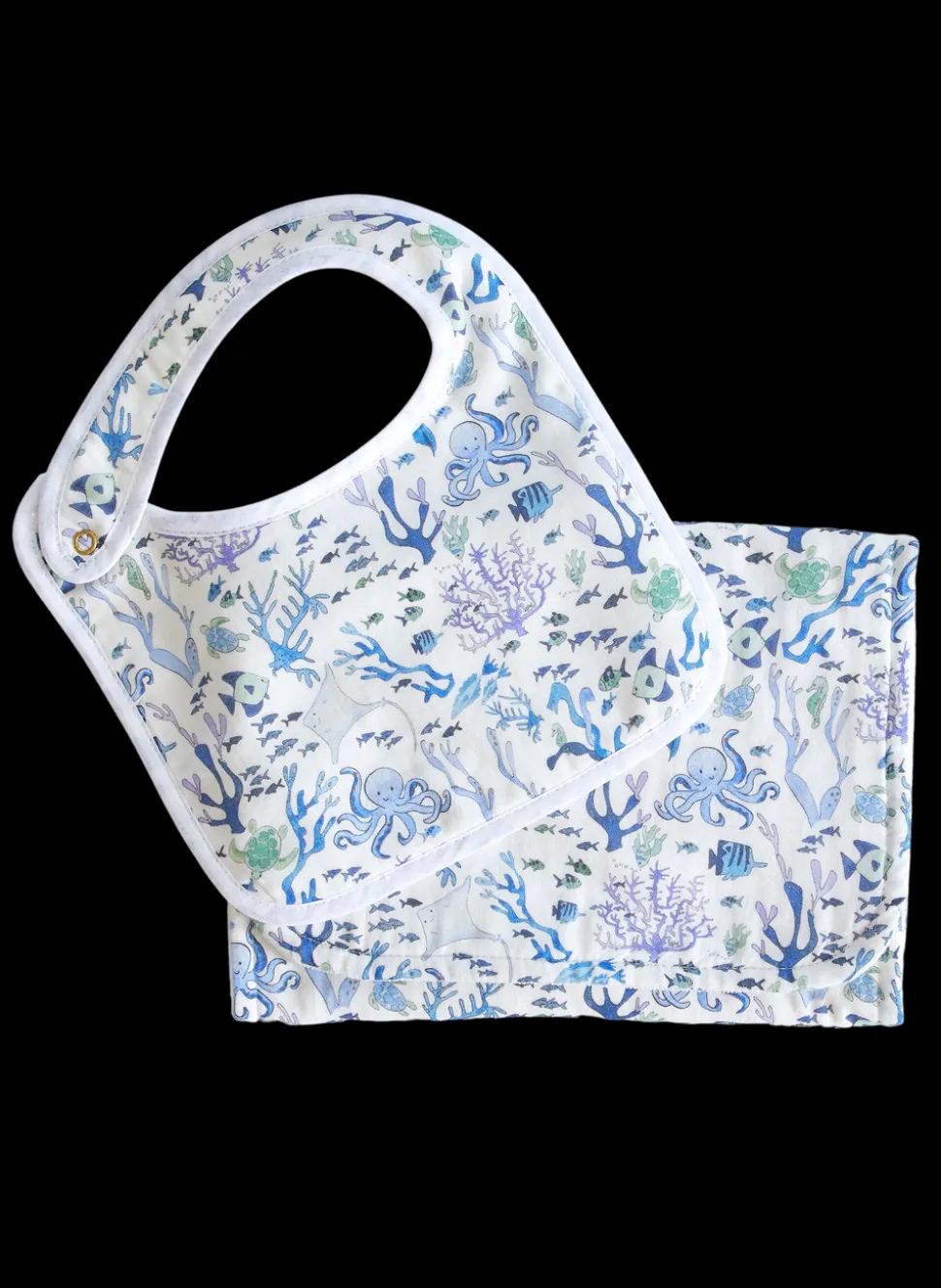 Coral Reef Bib and Burp Cloth Set