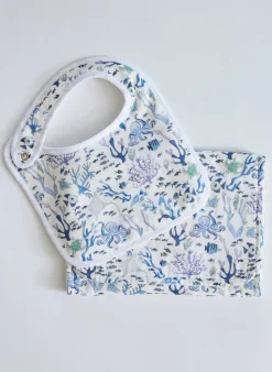 Coral Reef Bib and Burp Cloth Set
