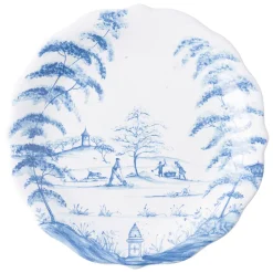 Country Estate Delft Blue Party Plates Spring Gardening Scenes, Set of 4