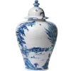 Country Estate Delft Blue 17" Lidded Ginger Jar Estate Grounds