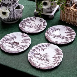 Country Estate Party Plate Assorted, Set of 4 in Flint Grey