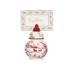 Country Estate Winter Frolic Ginger Jar Place Card Holder, Set of 4 in Ruby