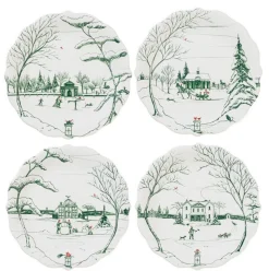 Country Estate Winter Frolic Party Plate Assorted, Set of 4 in Evergreen