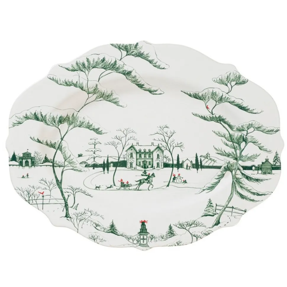 Country Estate Winter Frolic 18" Platter in Evergreen