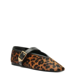 Courtney Buckle Hair Calf Flat in Natural/Black