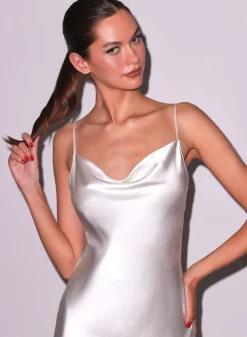 Cowl Neck Slip Dress in Ivory