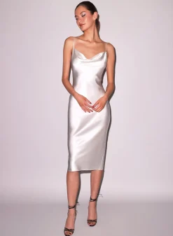 Cowl Neck Slip Dress in Ivory