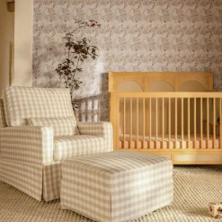 Crawford Gliding Ottoman in Tan Gingham