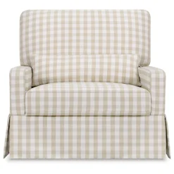 Crawford Pillowback Chair and a Half Comfort Swivel Glider in Tan Gingham