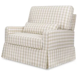 Crawford Pillowback Chair and a Half Comfort Swivel Glider in Tan Gingham