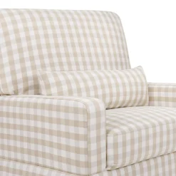 Crawford Pillowback Chair and a Half Comfort Swivel Glider in Tan Gingham