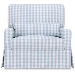 Crawford Pillowback Chair and a Half Comfort Swivel Glider in Blue Gingham