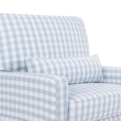 Crawford Pillowback Chair and a Half Comfort Swivel Glider in Blue Gingham