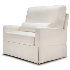 Crawford Pillowback Chair and a Half Comfort Swivel Glider in Fog Chatham Stripe Performance Eco-Weave