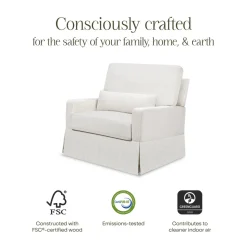 Crawford Pillowback Chair and a Half Comfort Swivel Glider in Fog Chatham Stripe Performance Eco-Weave