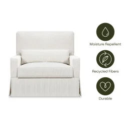 Crawford Pillowback Chair and a Half Comfort Swivel Glider in Fog Chatham Stripe Performance Eco-Weave