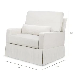 Crawford Pillowback Chair and a Half Comfort Swivel Glider in Fog Chatham Stripe Performance Eco-Weave