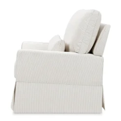 Crawford Pillowback Chair and a Half Comfort Swivel Glider in Fog Chatham Stripe Performance Eco-Weave