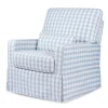 Crawford Pillowback Comfort Swivel Glider in Blue Gingham