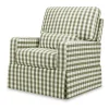 Crawford Pillowback Comfort Swivel Glider in Moss Green Gingham