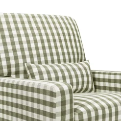 Crawford Pillowback Comfort Swivel Glider in Moss Green Gingham