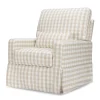 Crawford Pillowback Comfort Swivel Glider in Tan Gingham