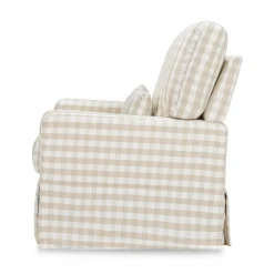 Crawford Pillowback Comfort Swivel Glider in Tan Gingham