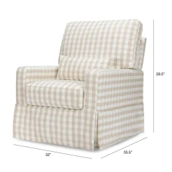 Crawford Pillowback Comfort Swivel Glider in Tan Gingham
