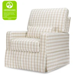 Crawford Pillowback Comfort Swivel Glider in Tan Gingham
