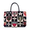 Crest Black Needlepoint Tote