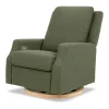 Crewe Electronic Recliner and Swivel Glider in Olive Boucle with Light Wood Base