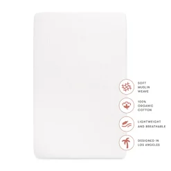 Crib Sheet in GOTS Certified Organic Muslin Cotton in White