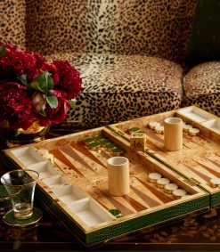 Croc Leather Backgammon Set with Dice