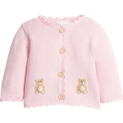 Crochet Cardigan in Pink Teddy Bear