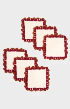 Crochet Embellished Cocktail Napkins, Set of 6
