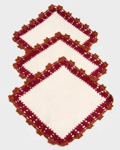 Crochet Embellished Cocktail Napkins, Set of 6