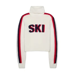 Cropped Ski Turtleneck Sweater in Ivory