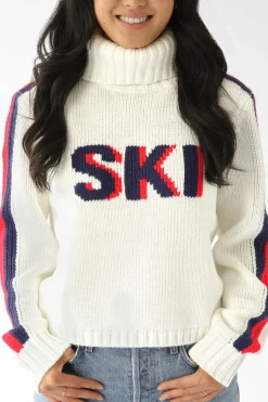 Cropped Ski Turtleneck Sweater in Ivory