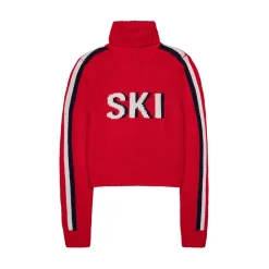 Cropped Ski Turtleneck Sweater in Red