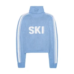 Cropped Ski Turtleneck Sweater in Light Blue