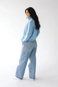 Cropped Ski Turtleneck Sweater in Light Blue