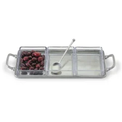 Crudite Tray with Handles and Crystal Inserts