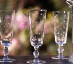 Crystal Champagne Flutes with Stars Design, Set of Four