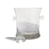 Crystal Ice Bucket with Handles and Tongs Set, Set of 2