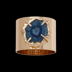 Crystal Quartz Napkin Rings in Indigo, Set of Two