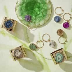 Crystal Quartz Napkin Rings in Indigo, Set of Two