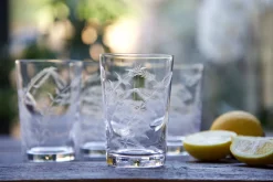 Crystal Tumblers with Fern Design, Set of Six